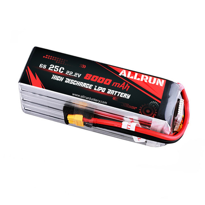 25C 6S 8000mAh LiPo 배터리 높은 C 비율 22.2V LiPo 배터리 팩