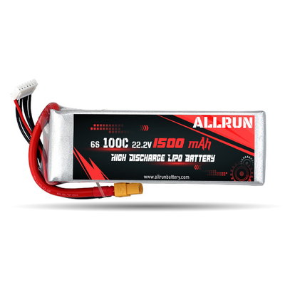 C 비율 고출력 LiPo 배터리 팩 100C 1500mAh 6S 22.2V