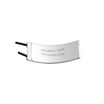 1C 3.7 V LiPo 재충전 전지 210mAh 구부려진 리튬 중합체 건전지