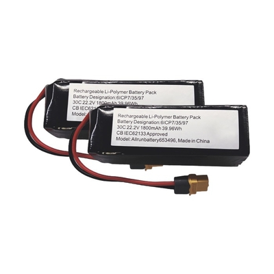 30C 6S1P LiPo 건전지 22.2V 1800mAh 리튬 중합체 건전지 높은 C 비율