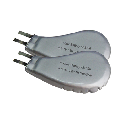 452026 착용할 수 있는 3.7 V 180mAh LiPo 건전지 주문 재충전용 Li 중합체 건전지