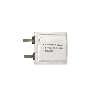 3.7V 30mAh LiPo 배터리 1mm 초박형 리튬 폴리머 배터리 셀 012323