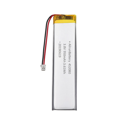 착용할 수 있는 전자공학 매우 좁은 LiPo 건전지 3.8V 950mAh 452080