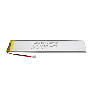 1900mAh 3.7 V 주문 LiPo 건전지 매우 좁은 재충전용 높은 신뢰성