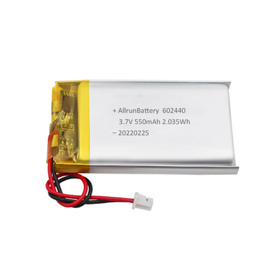 주문 강력한 얇은 재충전용 LiPo 건전지 3.7 V 550mAh 602440