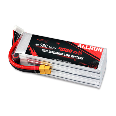 75C 4000mAh 4S LiPo Battery14.8V 높은 C 속도 LiPo 배터리 팩