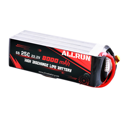 25C 6S 8000mAh LiPo 배터리 높은 C 비율 22.2V LiPo 배터리 팩