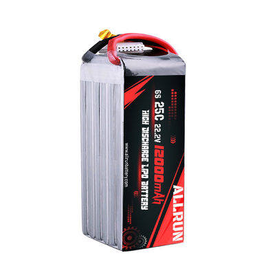 RC 25C 6S 12000mAh LiPo 배터리 22.2V 높은 C 속도 배터리 팩