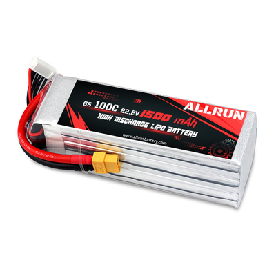 C 비율 고출력 LiPo 배터리 팩 100C 1500mAh 6S 22.2V