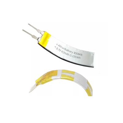 IoT 똑똑한 장치를 위해 구부려지는 42mAh 3.7 V 리튬 이온 중합체 건전지