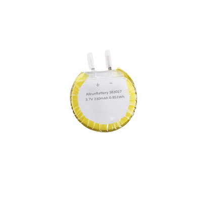 유일한 모양을 가진 주문 둥근 LiPo 전지 3.7V 230mAh 383027