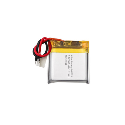 1C 3.7 V 300mAh 리튬 재충전용 폴리머 배터리 팩 602525